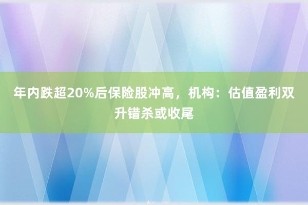 年内跌超20%后保险股冲高，机构：估值盈利双升错杀或收尾
