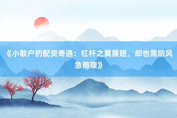 《小散户的配资奇遇：杠杆之翼展翅，却也需防风急雨骤》