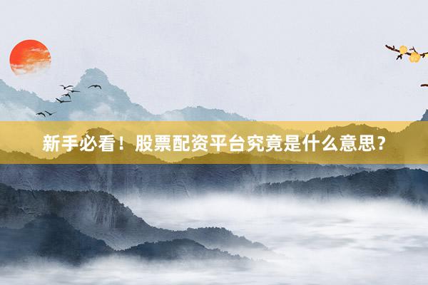 新手必看！股票配资平台究竟是什么意思？