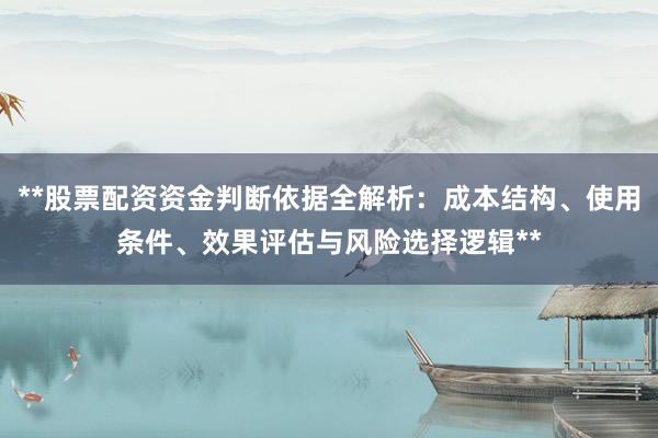 **股票配资资金判断依据全解析：成本结构、使用条件、效果评估与风险选择逻辑**