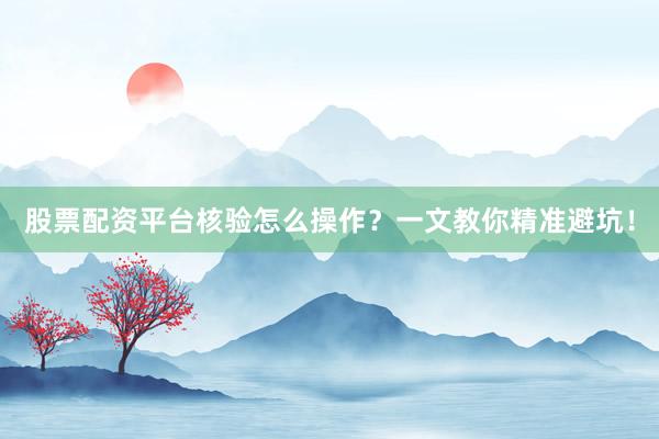 股票配资平台核验怎么操作？一文教你精准避坑！